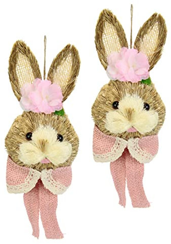 Bast-Hasenkopf Dekofigur Hase Osterhase Frühling Deko Ostern Osterdeko Figur Türdeko Osterkranz Wanddeko Osterdekoration Osterhänger Osterfigur Frühling Frühlingsdeko Dekohase Skulptur Basthase