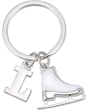 LIKGREAT Ice Skate Keychain Figure Skating Keychains Initial Ice Skating Charm Keyring Handbag Decoration, L, Medium