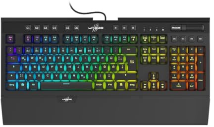uRage Gaming Tastatur Exodus 900 Mechanical QWERTZ (Gamer Keyboard, mechanisch, Taktile klickende Switches blau , DE Layout, Anti-Ghosting, RGB beleuchtete Tasten, Handballenauflage, Kabel) schwarz