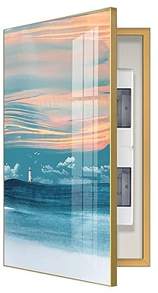 YLME Couvercle de Panneau Électrique Décoratif, Hide Meter, Couvercle de Panneau Électrique Mural, Disponibles, Idéal pour Votre Maison,C(Gold),40×60cm