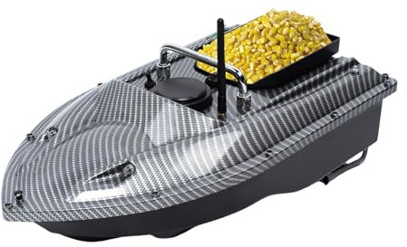 chennnls Barco de cebo con mando a distancia de 500 m, carga de 1,5 kg, velocidad máxima de 5,4 km/h, barco de alimentación con luz LED, cebo para pesca nocturna, pesca de carpa, pescadores (negro)