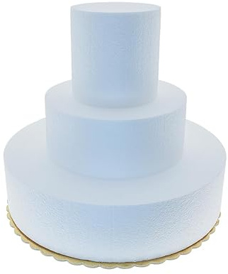 Set 3 Basi tonde di Polistirolo Altezza 10 cm, Torta di Polistirolo a 3 Piani Rotondo 15 cm – 25 cm – 35 cm H 10 cm, Perfette per la Creazione di Torte