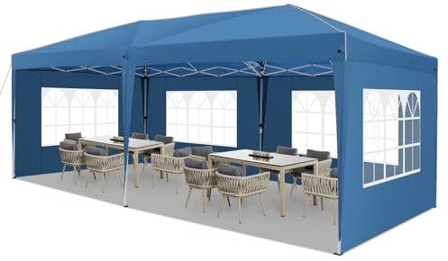 CAROMA Pop up Pavillon Partyzelt Faltpavillon 3x6m mit 6 Seitenwänden, Weiß