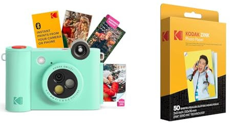 KODAK Smile+ 2-in-1 Digital Instant Print Camera & Wireless Bluetooth Photo Printer + KODAK 2x3 Premium Photo Paper (50 Sheets)