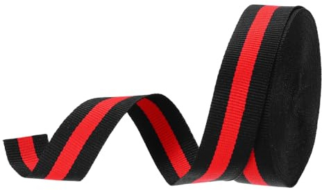 PATIKIL 3/4 tum svart rött randigt grosgrainband, 10 Yard polyestertyg randigt hantverk band dubbelvänd design för rosett presentförpackning gör-det-själv juldekorationer
