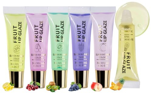 Aceite Labial Con Brillo Frutal | Labios Brillantes 6X Con Fragancia Frutal | Hidratante Portátil Para Cuidado Facial En Viajes De Negocios, Hogar Y Escuela