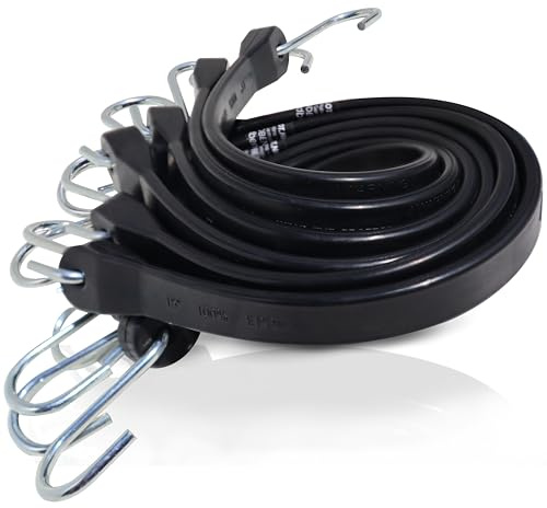 Spanngummi-Set (6x40cm) Schwarze Expander EPDM-Spanngummis mit S-Haken, Starke Outdoor Gummis, UV-beständig