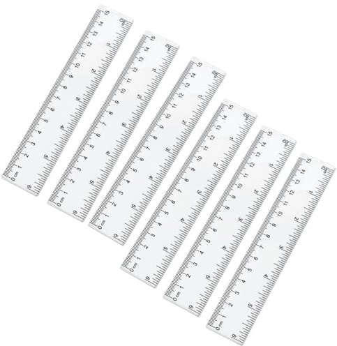 6 Pcs Ruler 15cm,Plastic 6 Inch Small School Ruler,Clear Math Set Transparent Straight Measuring Tool Bendable Shatterproof Durable Light for Class Home Student Artist Designer Worker Office Teaching