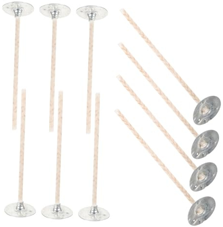 LIFKOME Stoppini in Cotone per Candele, 10 Pezzi, Base in Metallo, per Realizzazione di Candele Fai da Te, Combustione Uniforme
