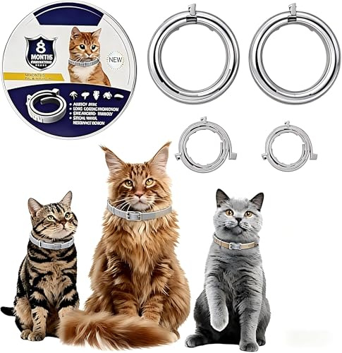 4 Pack Cat Collar for Infections Prevention, Waterproof Adjustable with Natural Essential Oils, 16 Month Protection for Cats Over 7 Weeks, Safe & Comfortable