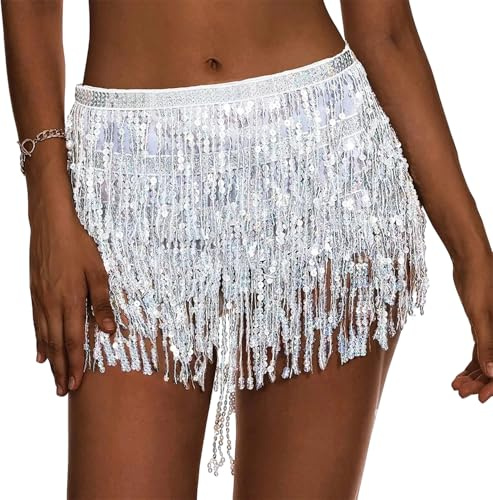 Cinturón de 3 capas de lentejuelas de color sólido para mujer, cadena de cintura para práctica de danza del vientre, bufanda de cadera