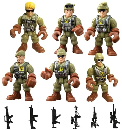 CDLIZW 6 Piezas Juego de Figuras de Acción Militar,Figura de Acción Soldados Militares con Articulaciones,Figuras De Soldado con Accesorios para Armas,Adornos de Diorama,para Adultos y 16+ Jóvenes