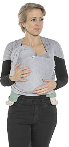 SCHMUSEWOLKE Flexi Erstlingstuch - Baby Tragetuch für Neugeborene und Babys - aus Baumwolle - bis 8 kg - Mottled Grey