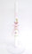 Vela/Cirio para bautizo de cera blanca decorada en rosa con cinta, lazo de puntilla y aplique de resina en forma de Cigueña. Medida 3x40cm.