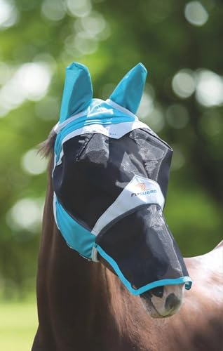 Shires - Maschera Anti-Mosche in Maglia fine, con Estensione per Orecchie e Naso, Colore Foglia di tè