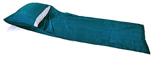 Marycrafts Lenzuolo Sacco a Pelo 100% Seta di Gelso 210 x 84 cm Fodera Interna Ultraleggera 120 g con Sacchetto Compatto Traspirante per Campeggio Trekking Viaggio Ostello (Verde Anatra)