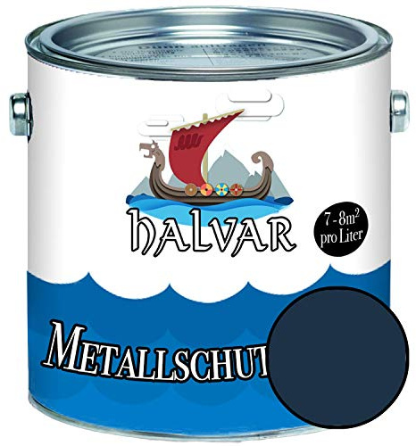 Halvar Metallschutzlack MATT Blau RAL 5000-5024 Metallfarbe besonders robuster Kunstharzlack Wetterbeständig & perfekter Langzeitschutz Metall (2,5 L, RAL 5011 Stahlblau)