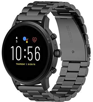 Chofit Metallarmbänder kompatibel mit Fossil Gen 6/Gen 5E, Edelstahl Ersatzarmbänder für Gen 6/Gen 5E Smartwatch (18 mm, Schwarz)