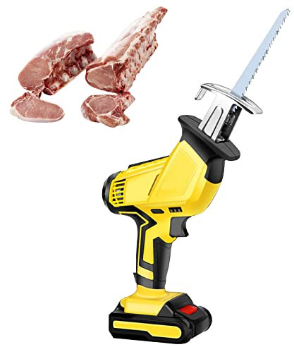 Segaossa da Macellaio, Sega Elettrico per Carne e Ossa, Portatile Sega a Gattuccio Batteria Velocità di Taglio Regolabile con Luce LED, Taglia Piccola, Utilizzare Senza Fat(Size:2 batteries,Color:21V)