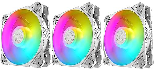 3 ventiladores blancos RGB – LED de colores 120 mm – Conector Molex – PC Case silenciosa refrigeración escritorio ventilador blanco