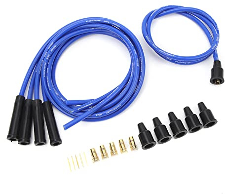 Juego de Cables para Bujías, Resistente Cable de Encendido para Bujías de Alta Eficiencia de 8 Mm de Diámetro, 1 M de Longitud con Conector para Automóviles Clásicos de 4