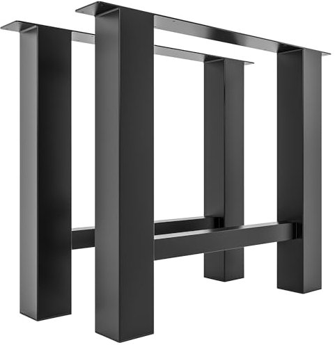 CLP 2er Set Tischbeine Hunker I Höhe 76 cm I Pulverbeschichtetes Gestell, Farbe:schwarz, Größe:90 cm