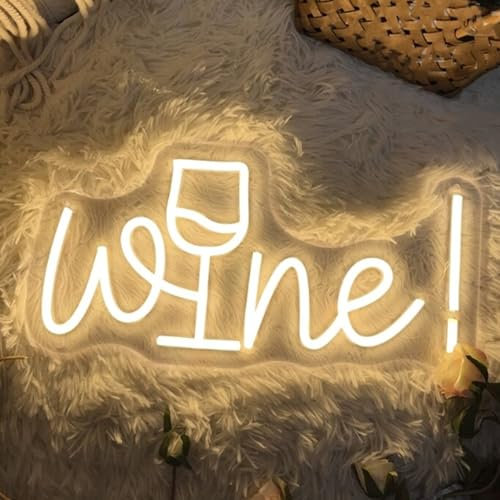 Acryl Wein Neonschild für Wand Hintergrunddekoration, LED Dimmbares Bar Neon Deko Cocktail Licht Handgefertigte Kunstlampe für Zuhause,Kneipe,Hochzeit,Party, Bar Studio, Warmweiß, 5 V USB-Betrieben