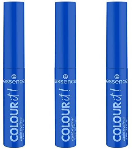 essence COLOUR it! liquid eyeliner, Nr. 01, Blau, langanhaltend, hochpigmentiert, schnelltrocknend, farbintensiv, vegan, ohne Mikroplastikpartikel, Nanopartikel frei, ohne Parfüm, 3er Pack (3x3ml)