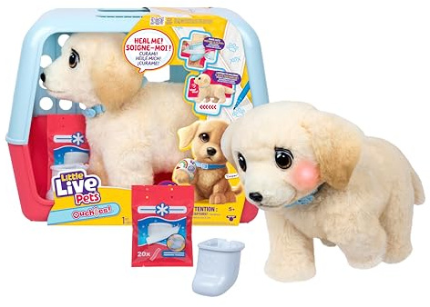 Little Live Pets Ouchies Cooper The Retriever Puppy, 50+ Sounds, Limping to Walking Puppy Toy with Vet Carrier, Interactive Toy Dog for Kids Ages 5+