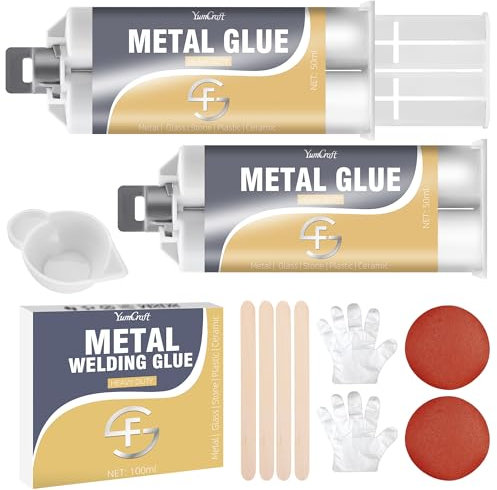 Pegamento Metal 100ml, Pegamento Epoxi 2 Componentes - Soldadura en Frio Para Metal ReparacióN de Grietas y Fracturas Para la ReparacióN de Metales, Acero Inoxidable, PláSticos,Universal