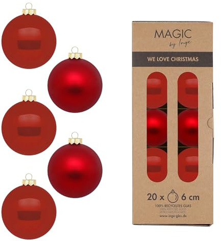 Weihnachtskugeln Glas 6cm 20 Stück - matt & glänzend - Christbaumkugeln Weihnachtsbaumkugeln für Weihnachten - Christbaumschmuck & Weihnachtsbaumschmuck Classic Chianti