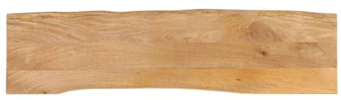 QUAHEAS Tischplatte mit Baumkante 180x40x2,5 cm, Massivholz Mango, robuste Arbeitsplatte für Esstisch, Schreibtisch, Couchtisch, natürliche Kante, strapazierfähig