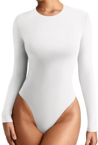 LYGBAOFUL Damer med rundad halsringad långärmade bodysuits Basic Slim Fit Bekväm Lättvikts skiktning Topp Hö Vinter Outfits