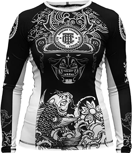 Hardcore Training Rash Guard Kvinnor Kompressionströja Långärmad Kompression Dam Baslager Fitness Yoga Löpning Gym Träning (DE/NL/SE/PL, Alfa, XS, Regelbunden, Regelbunden, Black White)