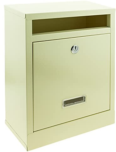 PrimeMatik - Buzón metálico para Cartas y Correo Postal de Color Blanc Marfil 24 x 12 x 31 cm