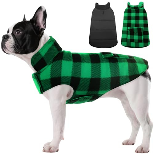 ASENKU Manteau d'hiver pour Chien Imperméable Coupe-Vent Veste Chaude Doublé en Polaire pour Chiot Gilet Vêtement Manteau Chien Hiver pour Petits Moyens Grands Chiens pour Teckel Bouledogue Francais