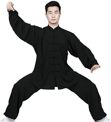 BDXZJ Tuta da Meditazione Tai Chi Uniforme Tai Chi Kung Fu Uniforme Abbigliamento Tai Chi Abito da Meditazion Qigong Wing Chun Shaolin Wushu Divisa da Allenamento Unisex Black,X large