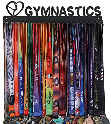 Goutoports Medal Holder Display Hanger Rack Frame for Sport Race Runner- Gymnastics for Girl - Sturdy Black Steel Metal Over 60 Medals Easy to Install
