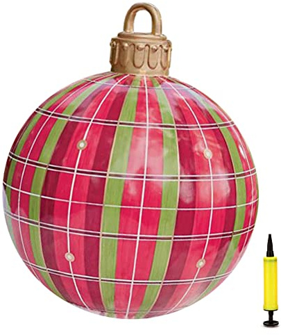 KKPLZZ Aufblasbare Weihnachtskugel Dekoration, 60cm Riesen Weihnachtskugeln Outdoor Decor Große Weihnachtskugeln Ornamente für Weihnachtsfeiertagsdekoration