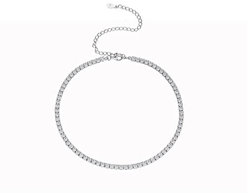 925 Sterling Silber 2 mm 3 mm Moissanite Halsreifen Ketten Tennis Halskette für Frauen funkelnder Partyschmuck