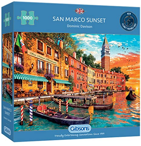 Gibsons San Marco Sunset 1000 Piece Jigsaw Puzzle for Adults | Venice City Romantic Beautiful Scene | Sustainable Premium 100% Recycled Board | Great Gift | Gibsons Games