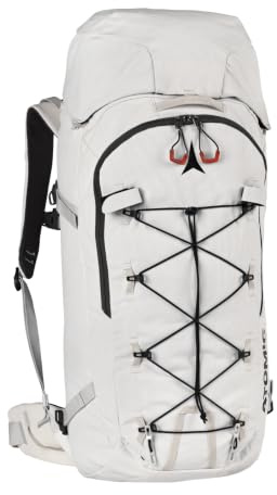 ATOMIC Backland FR 32+ Off White – lätt skidryggsäck med flexibelt förvaringsutrymme och rulltopp – alpin vandringsryggsäck med mer än 32 l – robust och mångsidig skidryggsäck med höftbälte