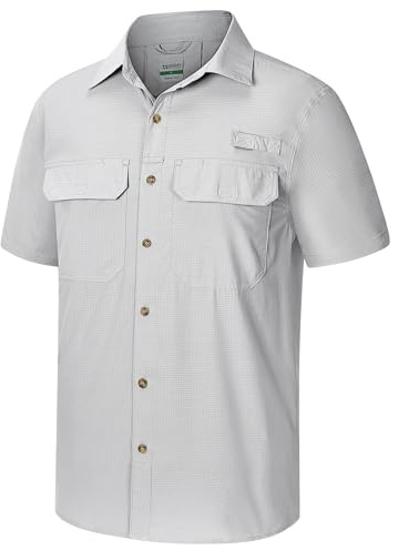 33,000ft Chemise à manches courtes pour homme - Protection UV UPF50+ - Chemise outdoor à séchage rapide - Chemise de loisir fonctionnelle de randonnée pour la pêche, le safari, les voyages, le golf