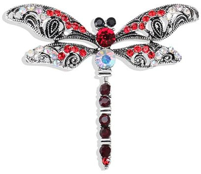 Wendalern Strass Libelle Brosche Pin Diamant Cz Insekt Libelle Pin Rot Kristall Libelle Fliegen Revers Pin Elegant Brautstrauß Brosche Kleidung Korsage Schmuck Für Frauen Mädchen