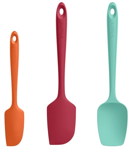 U-Taste Silikonspatel 315℃ Värmebeständig Set med 3 (Flerfärgad) | Non-stick, BPA-fri Flexibel Degskrapa & Kakskrapa för Matlagning, Mixning, Bakning Dekoration