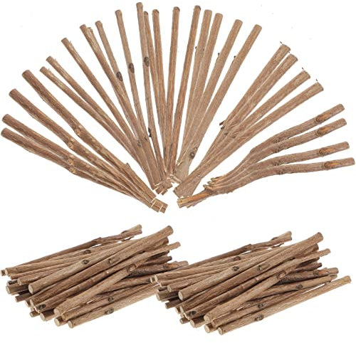 100pcs 10cm Wooden Sticks, 0.3-0.5cm Wood Log Sticks, Log Cabin Kit for Crafting DIY Photo Props Decorations (Wood Color)