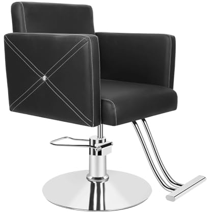 ZHOUBA Chaise de coiffeur avec pompe hydraulique robuste - Rotation à 360 ° - Chaise de salon de beauté - Équipement de coiffure - Noir