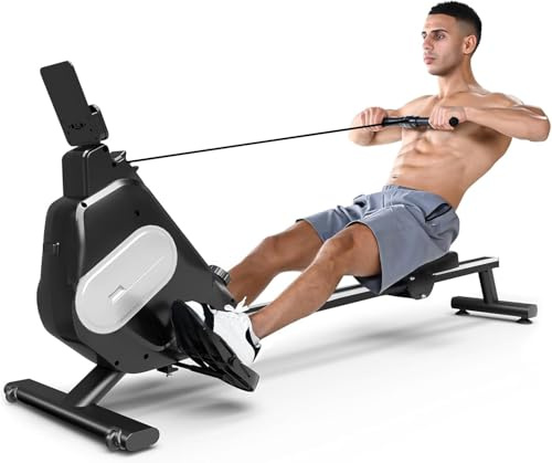 Jupgod Rowing Machine, Magnetic Rowing Machines for Home Gym with 16 Levels Resistance, Real Weight Caoacity 160 KG, Full-Body Workout, Extra-Long Rail
