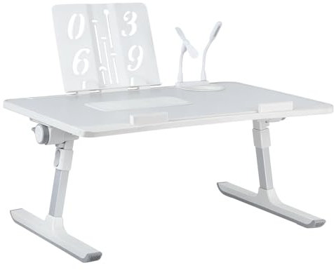 Sängbord, justerbar höjd (26–39 cm), hopfällbart laptopbord, för soffa, studier, läsning och skrivning, för bärbar dator, soffa/sängbricka (60 x 40 x 26–39 cm-grå)