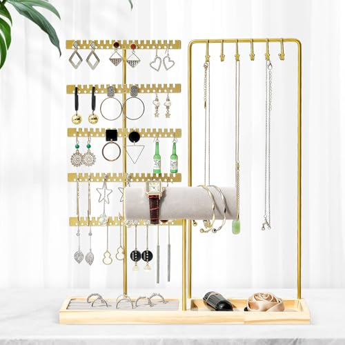 Culinavog Jewellery Organiser and Tray, Jewellery Stand, Jewellery Display Stand, Earring Bracelet Holder, Necklace Stand, Jewelry Holder Organizer for Bracelet Necklace Watches Rings